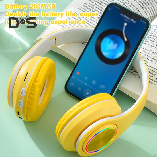 Wireless Headphones with RGB Breathing Light Stable Connection Low Latency Noise Reduction Deep Bass Bluetooth-compatible Over-Ear Headphones
