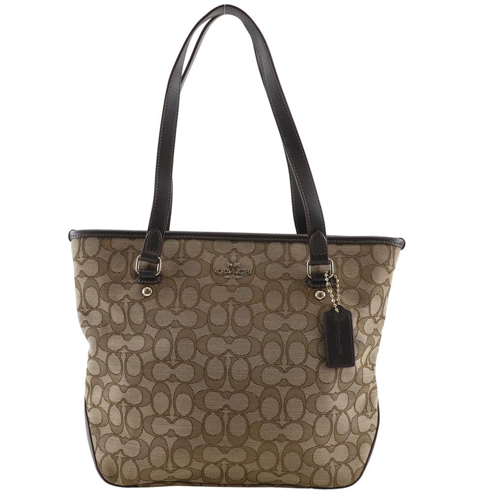 Coach Signature Tote Bag F58282 Brown Canvas Women Used