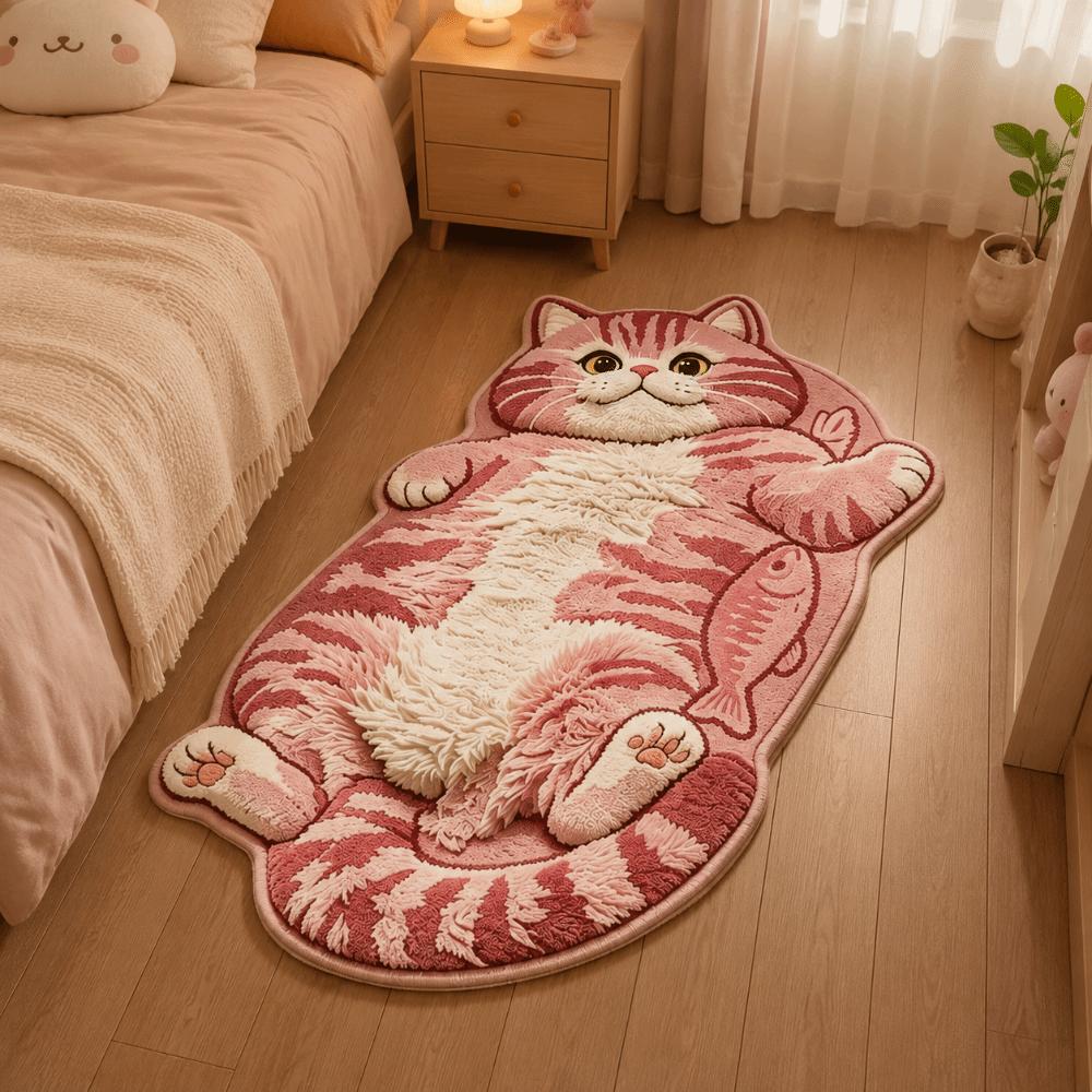 Anti-fouling Home Decor Carpet Easy to Clean Cartoon Carpet Soft Cat-Shaped Area Rug Living Rooms