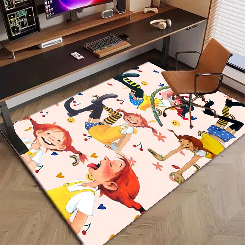 Pippi Longstocking Polyester Carpet, Soft Indoor Mat for Office Chair, Living Room, Computer Desk - Decorative Home Office Rug Design