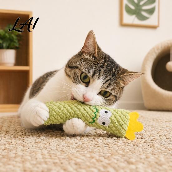 Long-lasting Cat Toy Catnip Cactus Toy Stuffed Chew Soft Plush Kitten Kicker for Indoor Cats Biting Kicking Interactive
