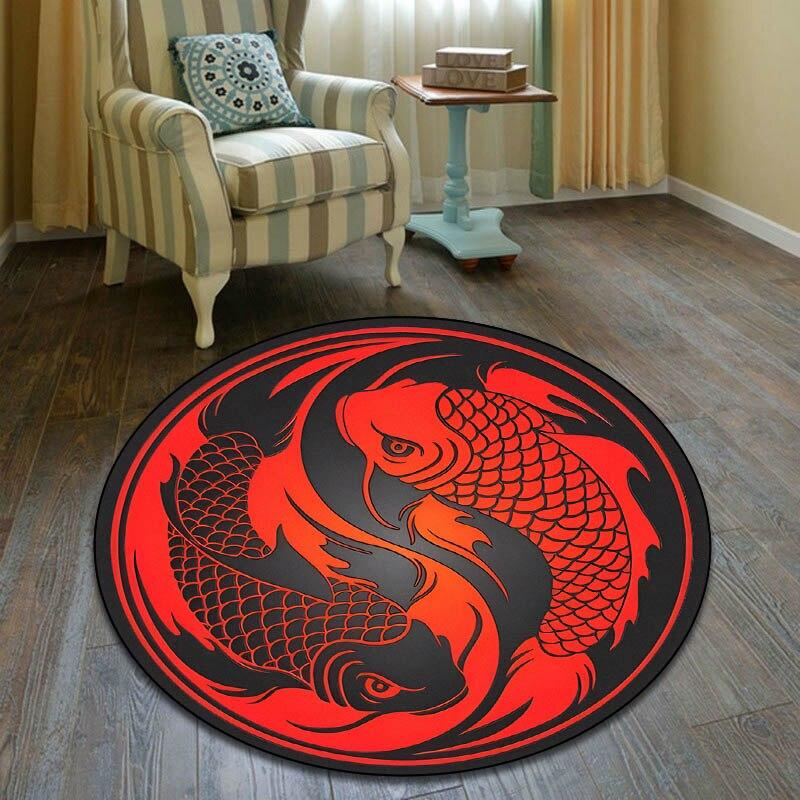Modern Yin and Yang Round Carpet Gossip Round Carpet Living Room Bedroom Carpet Non-slip Carpet Photography Props Birthday Gift