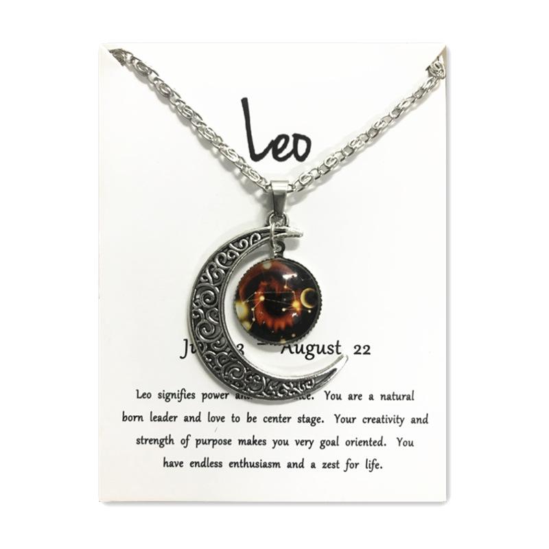 Новое европейское и американское светящееся ожерелье с двенадцатью знаками зодиака, винтажный кулон в виде луны, короткое ожерелье