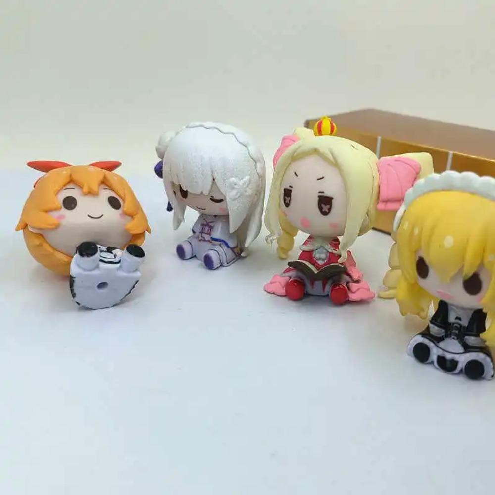 Милая фигурка Рем из Re Zero Мини-статуэтка Эмилии Рам Кавайное аниме Re:Нулевая Фигурка Скульптура Украшение для Дома Орнамент Аксессуары для Стола
