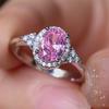 1 шт. серебристый цвет овальной огранки розовый камень CZ коготь кольца обручальное кольцо ювелирные изделия подарки на день Святого Валентина