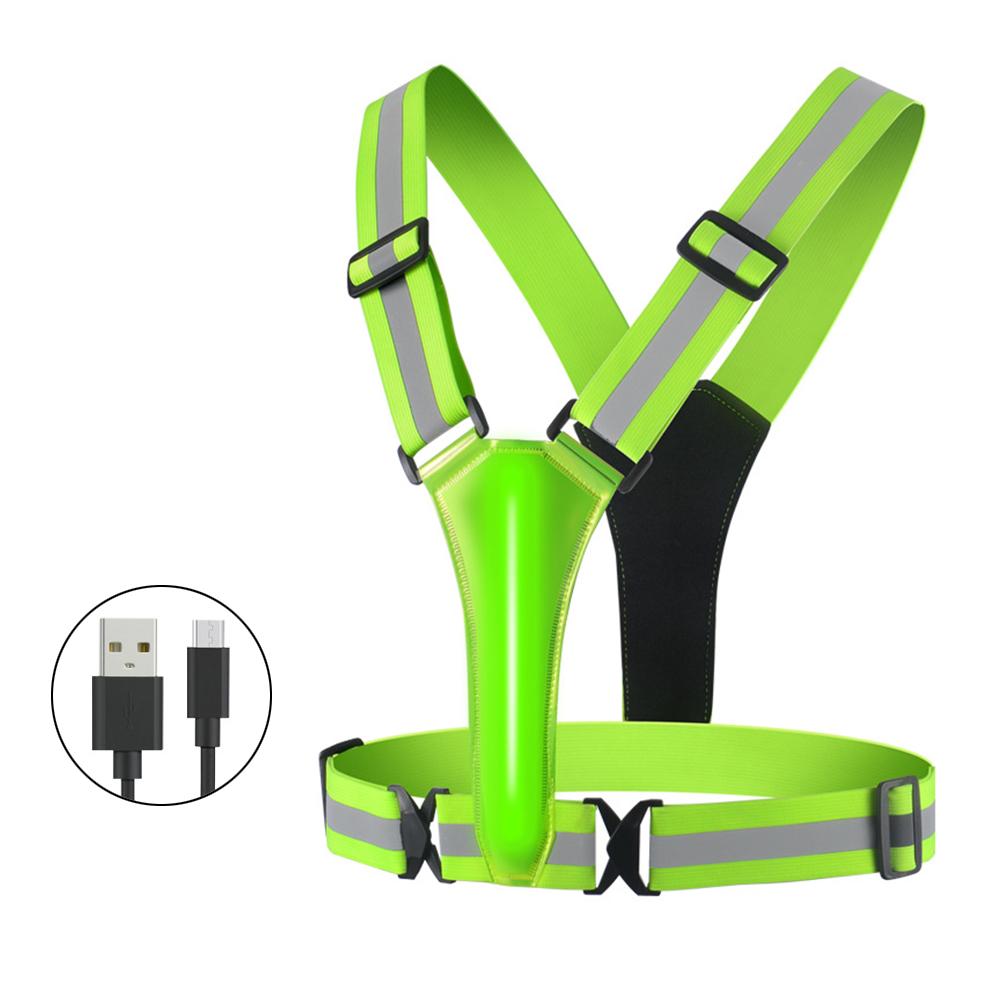 Новый светодиодный светоотражающий жилет с USB-подзарядкой, регулируемый по талии/плечам для женщин, мужчин, детей