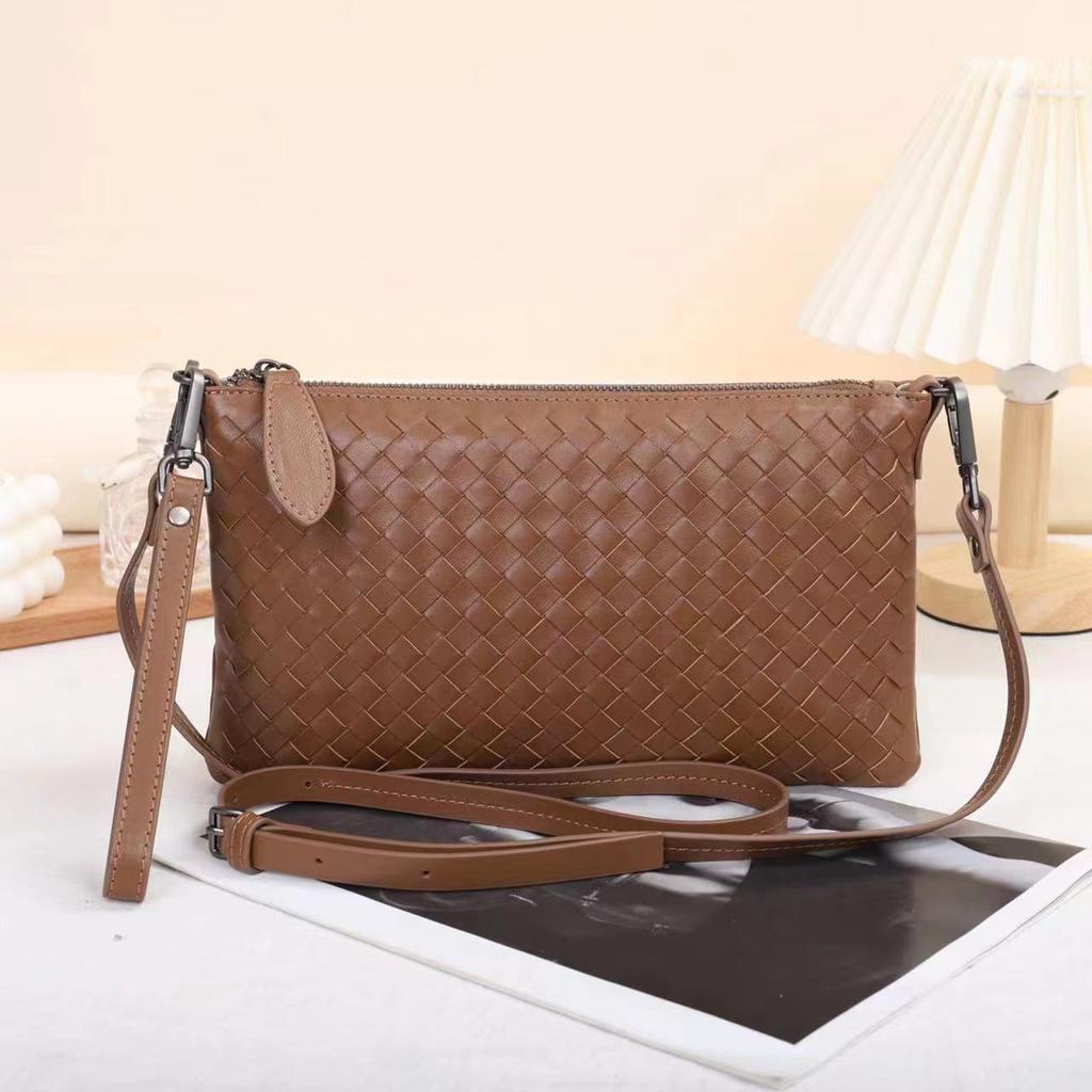Кожаная плетеная сумка через плечо, модная, вместительная, универсальная сумка-клатч, сумка через плечо