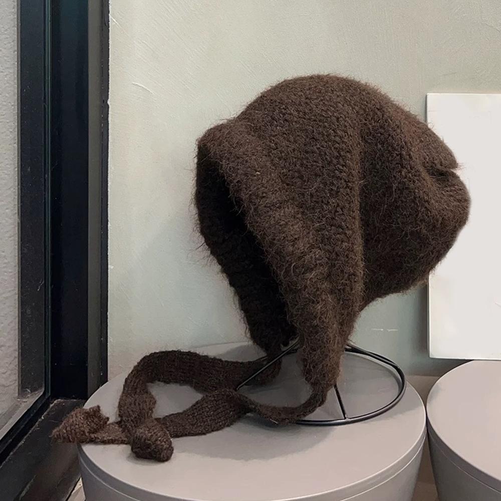 Funny Thicken Knitted Hat Dual Use Bag Women Winter Warm Pullover Hat Strap Skullie Cycling Ear Protection Cap Accessories