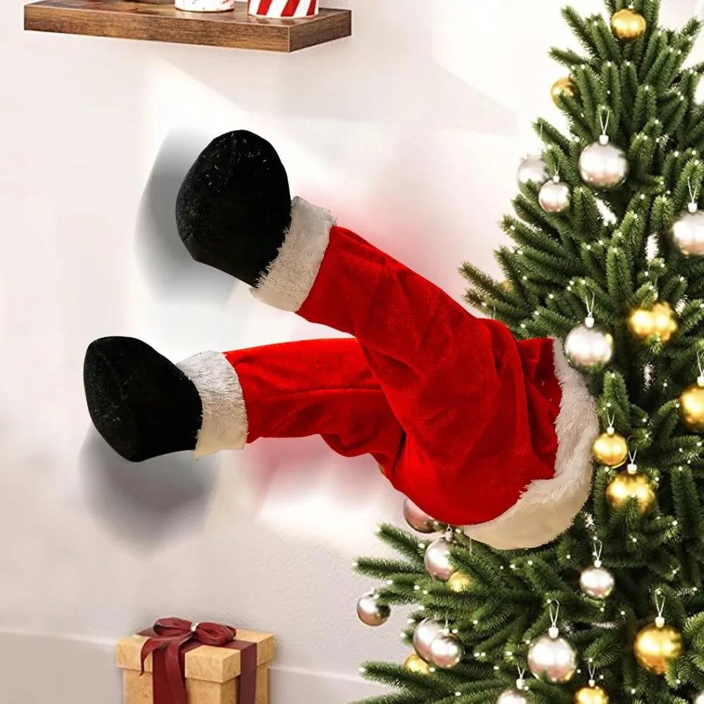 Santa Claus Legs Christmas Tree Ornaments Plush Elf Leg Hanging Decoration for Home Door Holiday Xmas Party Decor Supplies 7