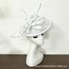 European and American three-dimensional flower hemp yarn top hat mesh yarn feather top hat tea party catwalk dress with headgear women