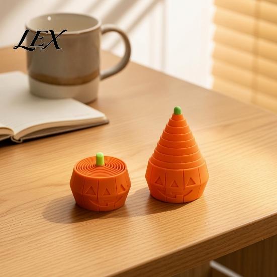 Halloween Holiday Decorations Pumpkin Stress Toy, Retractable Spiral Fidget Sensory Toy for Office Desk Gadget Kids Adults, 3D Printed Desktop