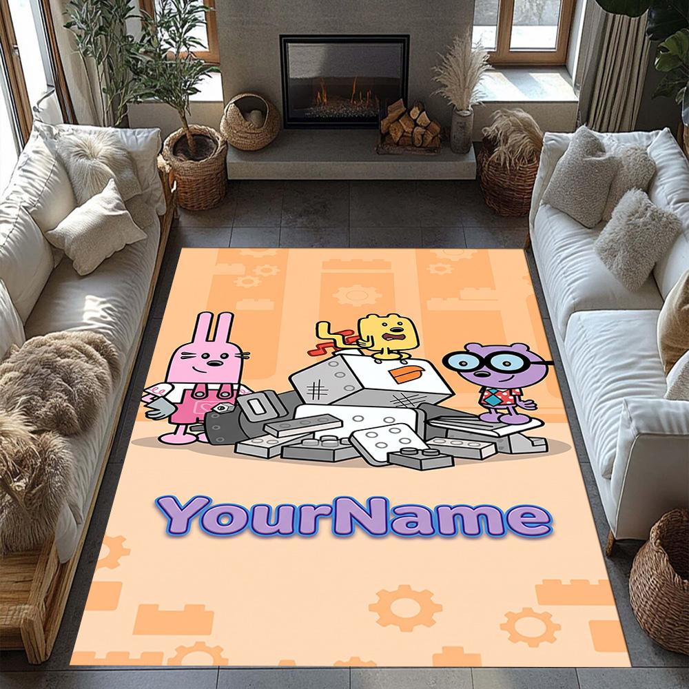 Wow! Wow! Wubbzy Customizable Name Area Rug Design for Bedrooms Dining Room Outdoor Playrooms Anti-slip Rug Decorate Offices Perfect Gift for Women/Me
