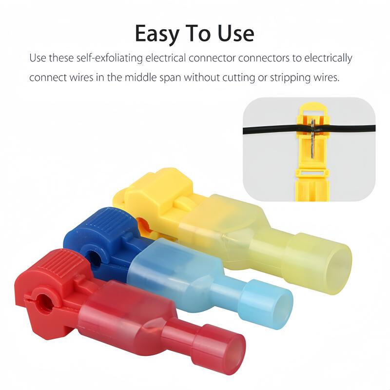 New 100-10PCS T-shaped Wire Connector Self Stripping Quick Splice Crimp Terminals Block Lock Snap Splice Lock Tape Insulation