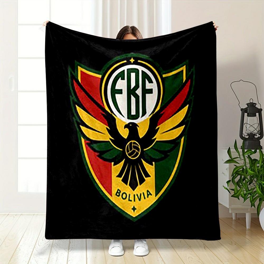 Eagle Emblem with Bolivia Flag Theme printed Flannel blanket for bedroom, living room, sofa, and nap