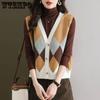 Женский вязаный жилет, кардиган, свитер в весенне-осеннем стиле, стильный и модный топ без рукавов с цветными блоками