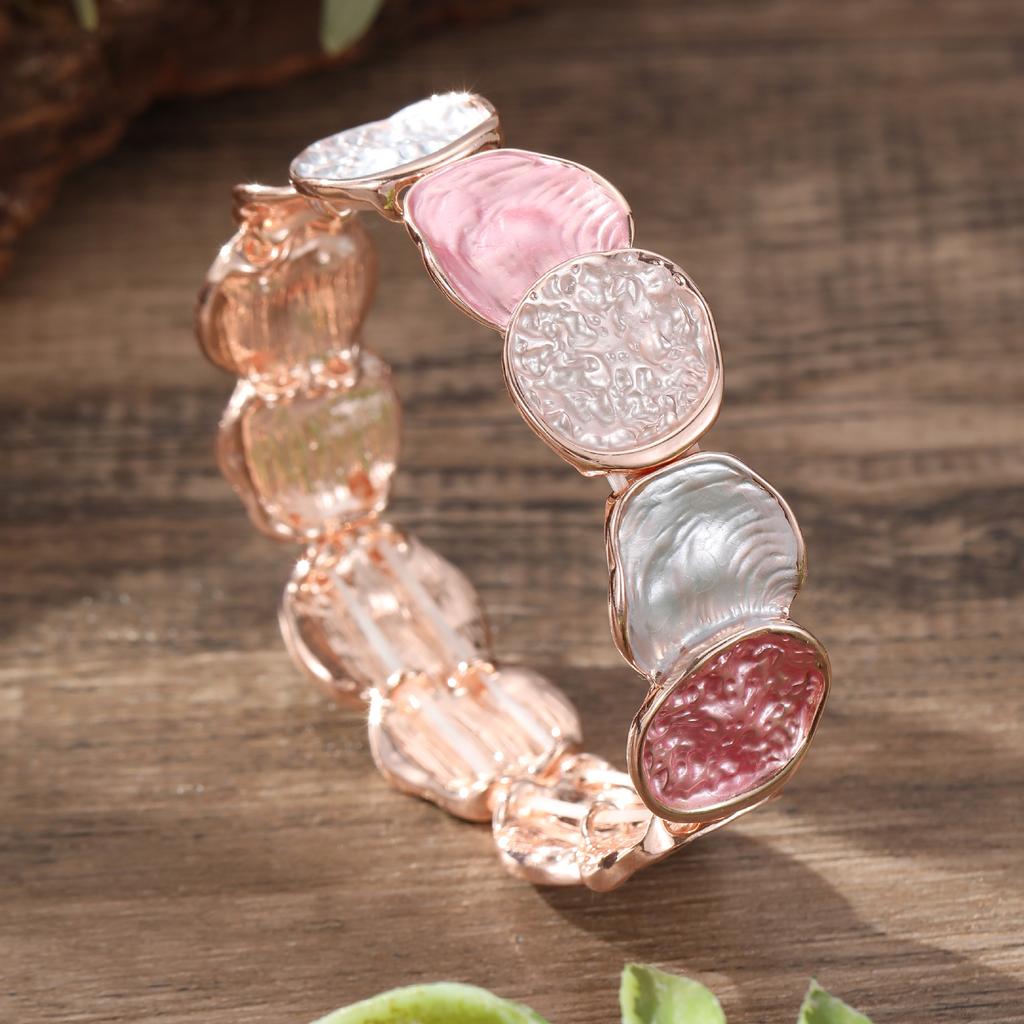 Новый эмалевый цвет круглый геометрический линейный эластичный браслет, модный и простой женский универсальный браслет с масляной росписью