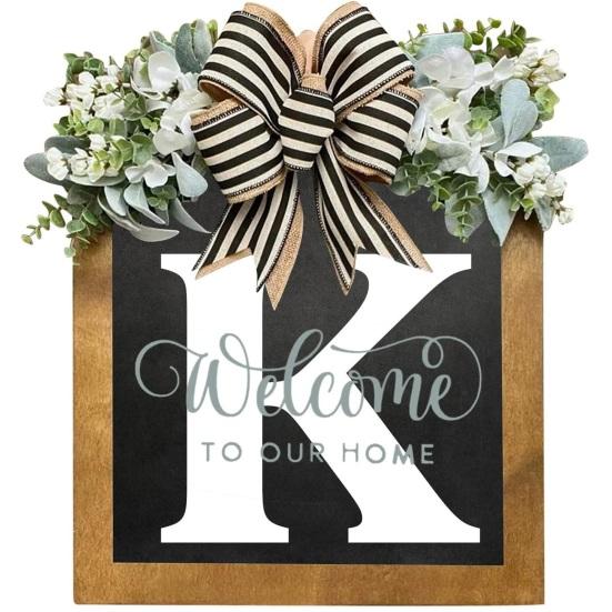 Модная дверная табличка без заусенцев с бантиком, начальная фамилия, год, поставка приветственных подарков в фермерском доме