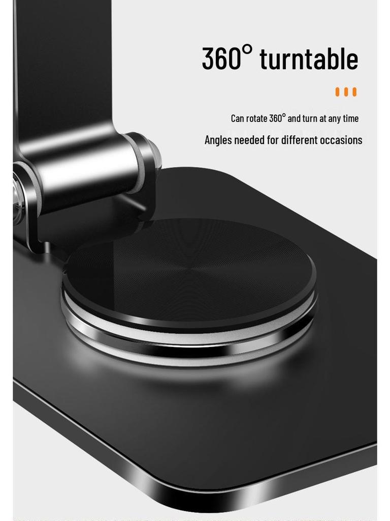 Carbon Steel 360° Rotating Tablet and Phone Stand with MagSafe, Folding Design for Live Video Support