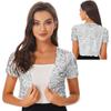 Womens Sparkly Sequin Open Front Blazer Coat Short Sleeve Crop Jacket