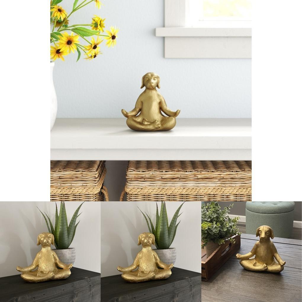 Creative Golden Yoga Dog Home Dcor Resin Art Decorative Piece For Modern Interiors