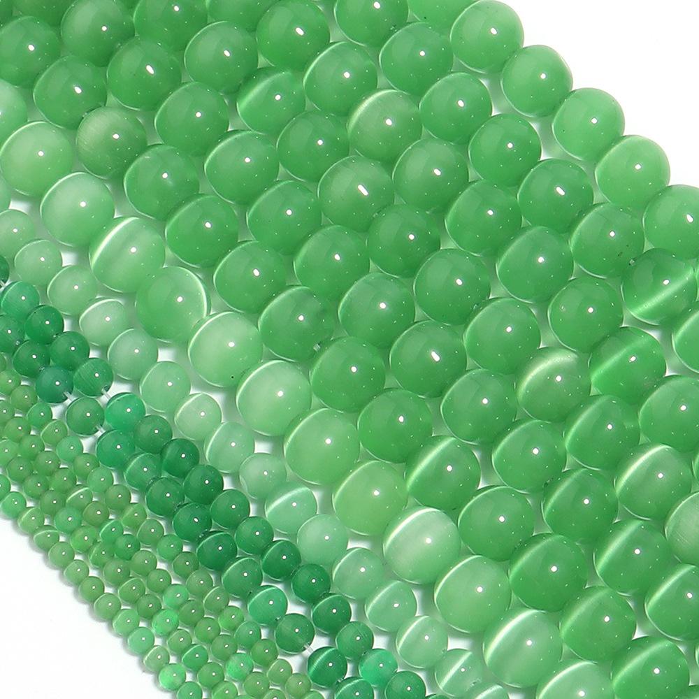 Зеленый опал, круглые бусины из свободного камня для изготовления ювелирных изделий, браслет-подвеска «сделай сам», 15 дюймов, нить