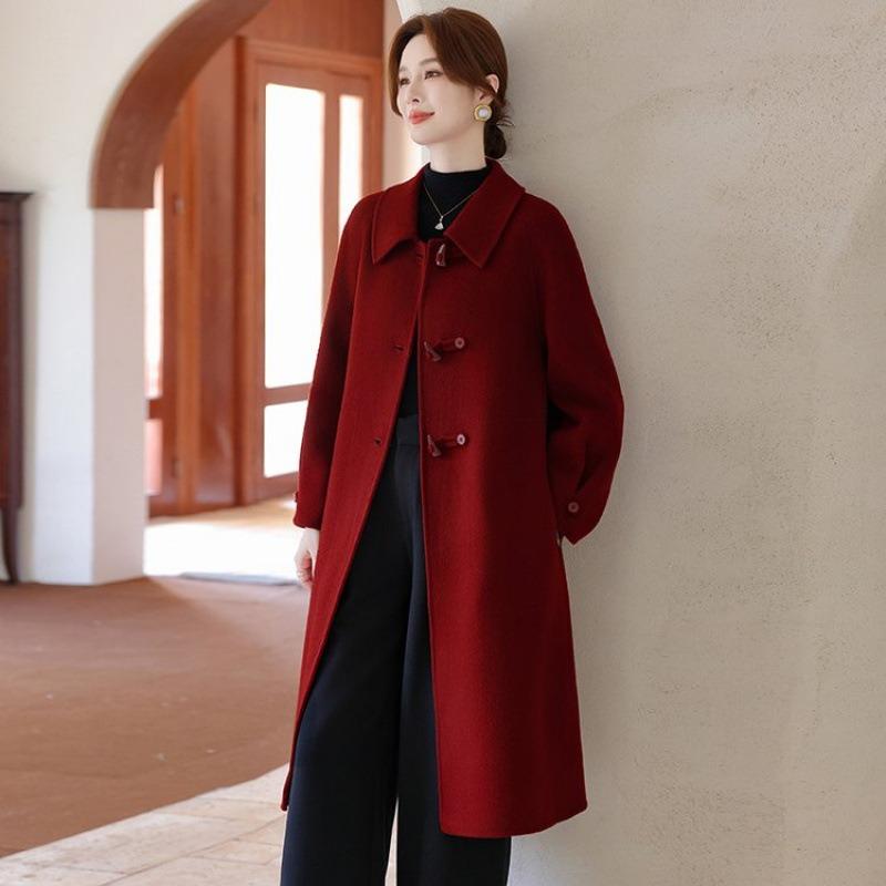 Двустороннее кашемировое пальто для женщин средней длины, новое маленькое высококачественное шерстяное пальто на осень и зиму