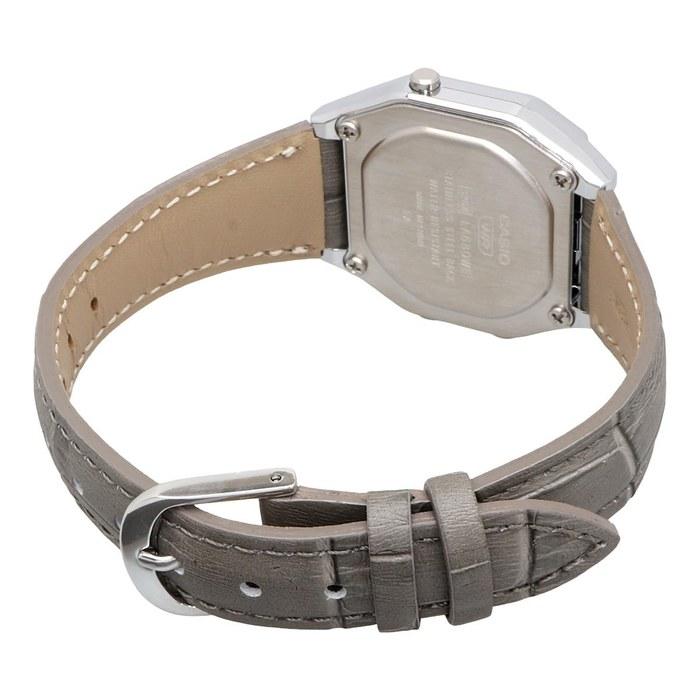 Casio Цифровые часы LA680WEL-8A2 - Серебристый корпус и серый кожаный ремешок
