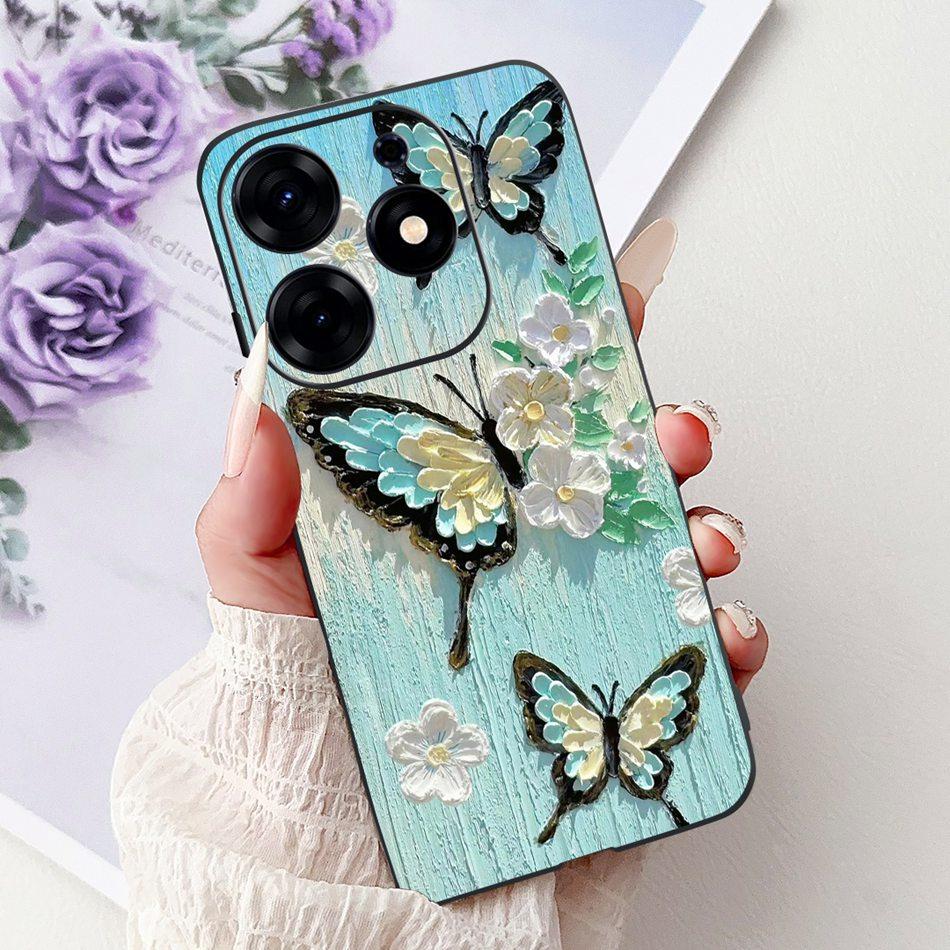 Чехол для телефона Tecno Spark 10 Pro Spark 10Pro 4G KI7 Элегантный Цветочный Кот Печать Мягкий Силикон TPU Чехлы