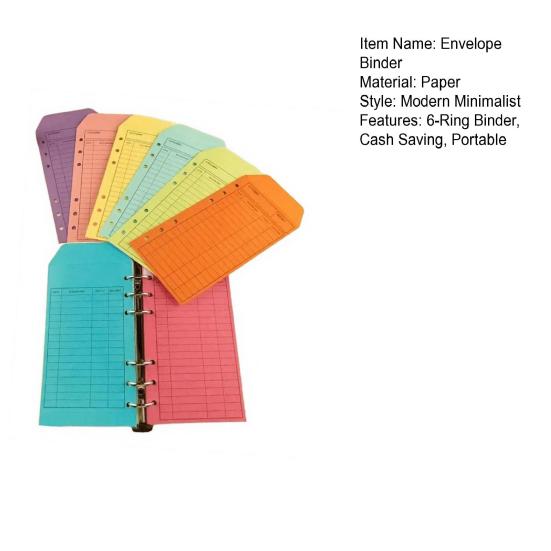 1 Set 12 Colors Budget Envelope Binder, Cash Organizer Envelopes for Budgeting, A6 6-Ring Money Planner Envelope Binder for Cash Saving