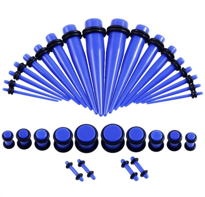 36 шт./лот, акриловые наборы для растяжки ушей с конусом и вилкой, разноцветные цвета, туннель для расширения тела уха, ювелирные изделия для пирсинга 14G-00G