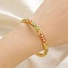 New Colorful Enamel Floral Bangle Chinese Style Handmade Open Cuff Bracelet Gold Plated Elegant Diamond Bangle Women