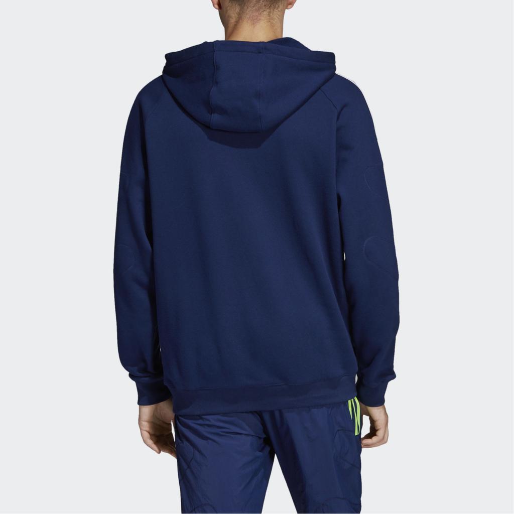 adidas Оригинальная толстовка с капюшоном Flock с логотипом, модная удобная толстовка с капюшоном для мужчин, синяя DU8206