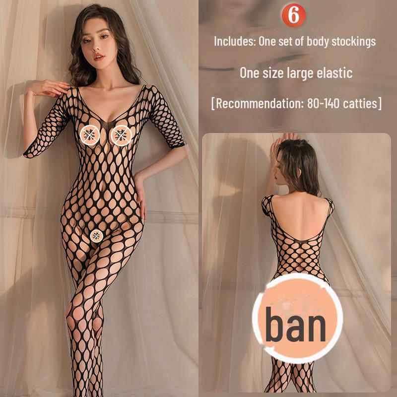 Эротический черный сетчатый комплект нижнего белья с открытыми чулками - соблазнительный и сексуальный