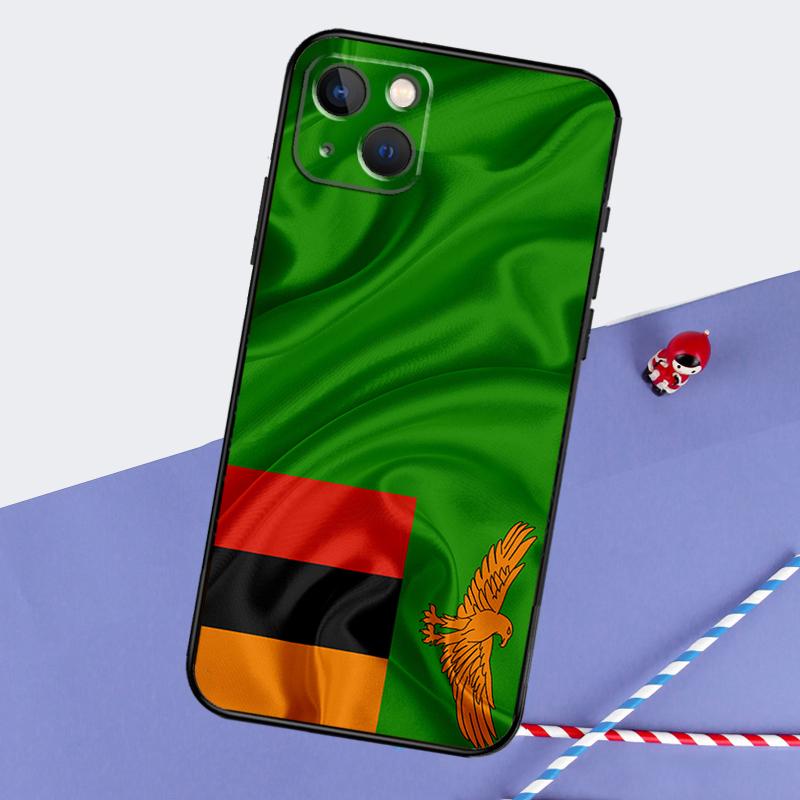 Чехол для телефона с флагом Замбии для iPhone 16 Pro 15 Pro 11 12 13 14 Pro Max Mini XR 16e 15 16 Plus Защитная крышка