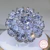 Роскошное женское кольцо из серебра 925 пробы с несколькими камнями, сверкающим цирконом, большое, для вечеринки, на день рождения, ювелирное изделие для мужчин и женщин