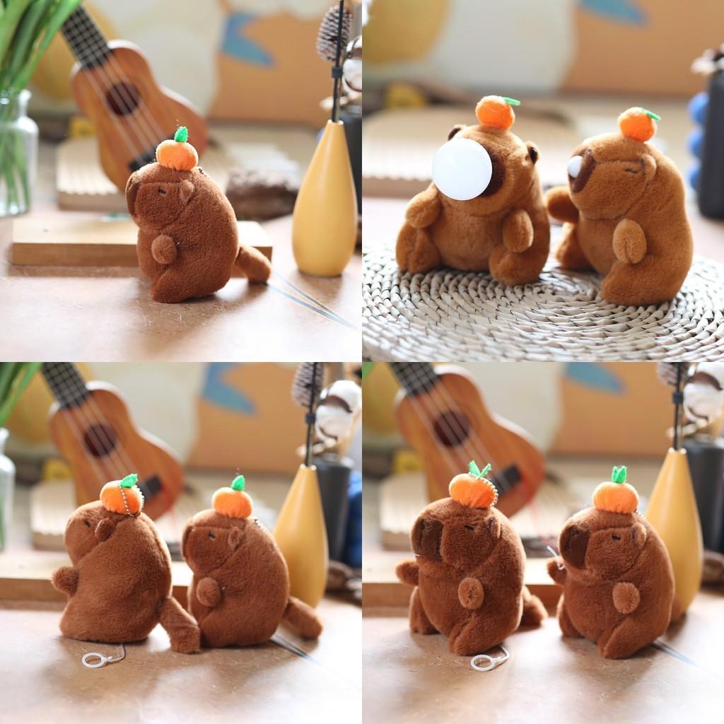 Stuffed Capybara Plush Toy With Wiggling Tail For Kids Gift And Bag Decor
