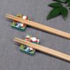 Stylish Kutani Ware Pair Chopstick Rest Set with Flower Karuta Ceramic Cutlery Made In Japan Design, Rest,
