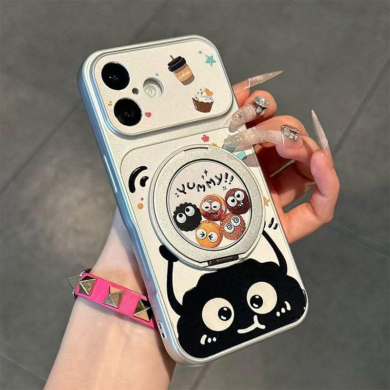 Милый мультяшный чехол-подставка для мобильного телефона подходит для iphone16promax Apple 17 чехол для мобильного телефона гальванический второй чехол