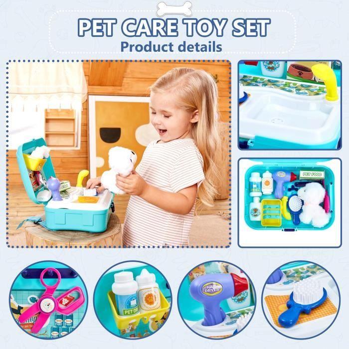 HERSITY Jouet Vétérinaire Sac À Dos avec Peluche Chien Jeux D'imitations Cadeau pour Enfants Garçons Filles 3 4 5 6 Ans