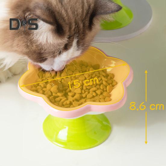 Керамические приподнятые миски для кошек с цветочным дизайном, приподнятая миска для корма и воды для кошек, маленькая миска для кормления кошек и маленьких собак