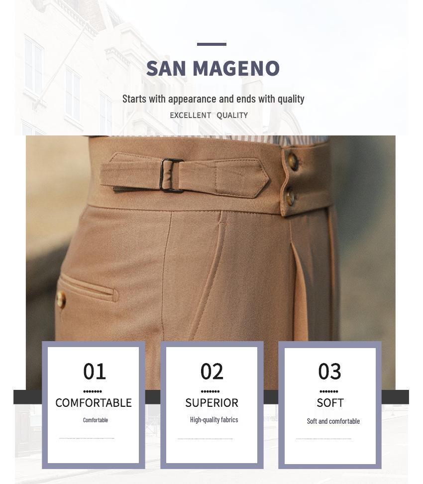 2023 Italian Slim-Fit Men's Business Casual High-Waisted Dress Pants for Autumn and Spring