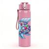 1PC Colorful Cartoon Fish 750ml Color Plastic Sports Water Bottle Leakproof Flip Straw Lid Suitable for Sports Office Home Use