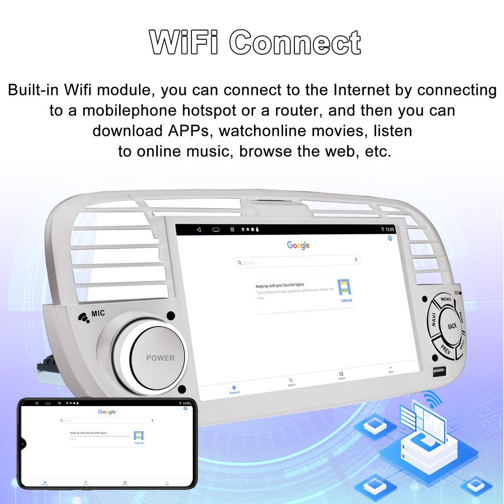 7-дюймовый Android-автомагнитола для FIAT 500 2007-2015, мультимедийный проигрыватель, GPS-навигация, поддержка автомагнитолы Carplay BT DAB OBD2 TPMS