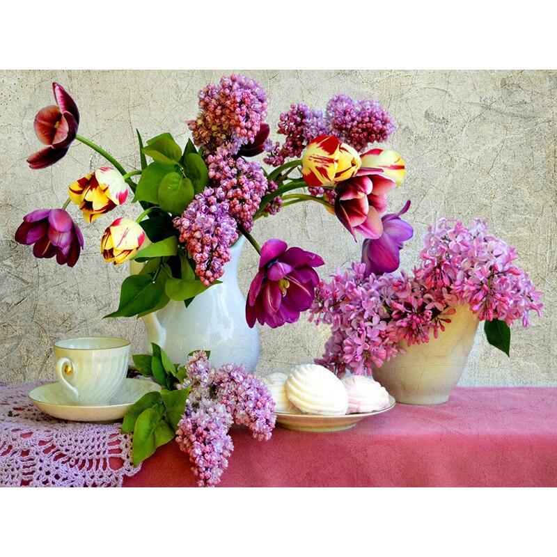 Полный 5D алмазная живопись красивые фиолетовые цветы DIY Алмазная вышивка Алмазная мозаика наборы крестиков домашний декор подарок