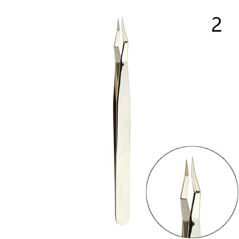 Anti-Slip Stainless Steel Lash Extension Tweezers Curved Tip Straight High Precision for Nail Art Makeup Beauty Tools