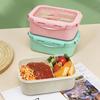 850ML Lunch Box Large Capacity Portable Two Compartments Bento Container with Tableware Office Supply