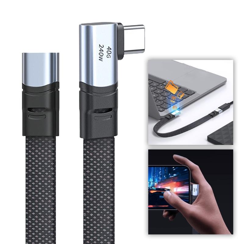 PD240W Кабель для быстрой зарядки USB C на Type C Кабель для быстрой зарядки Прямой угол 90 градусов Кабель для передачи данных