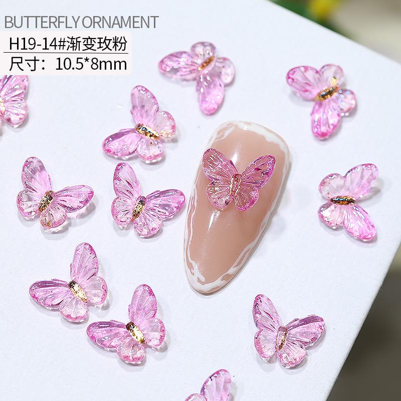 20Pcs Butterfly nail art accessories - nail decorations with iridescent and three-dimensional butterflies made of resin for nail art.
