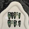 10Pcs Handmade False Nails Medium Long Pointy Style Emerald Green Color