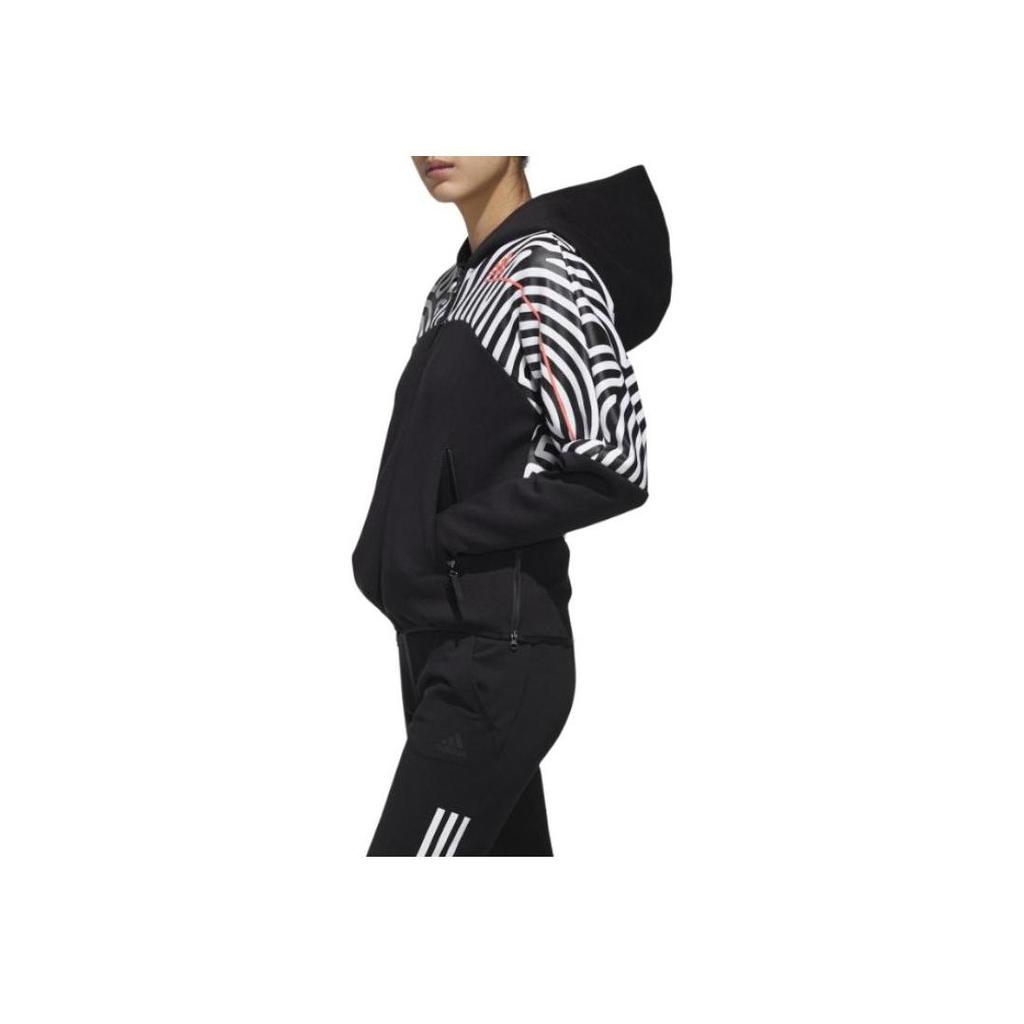 adidas Куртка с капюшоном и цветным принтом в виде блоков, женская, черная GN5672